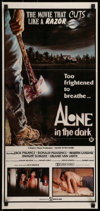 6g779 ALONE IN THE DARK Aust daybill '82 great axe murderer horror art, it cuts like a razor!