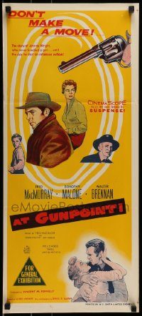 6g784 AT GUNPOINT Aust daybill '55 Fred MacMurray, great art of cowboy revolver & cast!