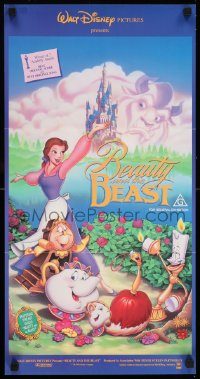 6g791 BEAUTY & THE BEAST Aust daybill '92 Walt Disney cartoon classic, cool art of cast!