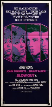 6g801 BLOW OUT Aust daybill '81 John Travolta, Brian De Palma, the edge of terror!
