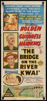 6g804 BRIDGE ON THE RIVER KWAI Aust daybill '58 William Holden, David Lean classic, art!