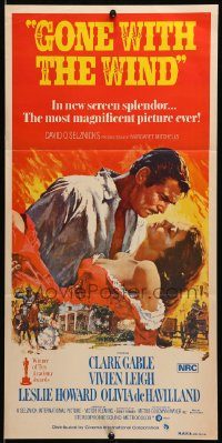 6g855 GONE WITH THE WIND Aust daybill R70s Clark Gable, Vivien Leigh, all-time classic!