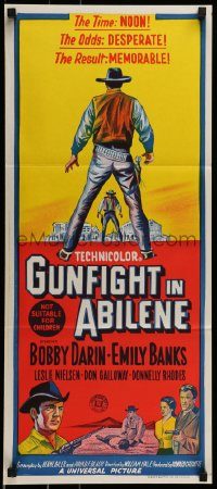 6g860 GUNFIGHT IN ABILENE Aust daybill '67 art of cowboy Bobby Darin in a showdown!