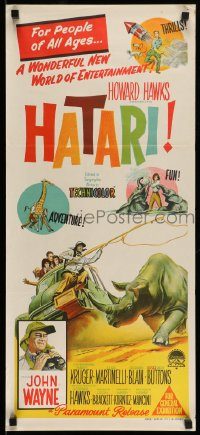 6g862 HATARI Aust daybill '62 Howard Hawks, artwork of John Wayne in Africa!