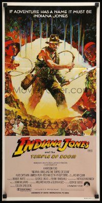 6g872 INDIANA JONES & THE TEMPLE OF DOOM Aust daybill '84 art of Harrison Ford by Mike Vaughan!