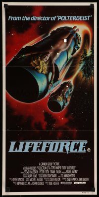 6g888 LIFEFORCE Aust daybill '85 Tobe Hooper directed, sexy space vampires, cool sci-fi art!