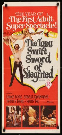 6g891 LONG SWIFT SWORD OF SIEGFRIED Aust daybill '72 Sybil Danning, wild art, sword & sorcery sex!