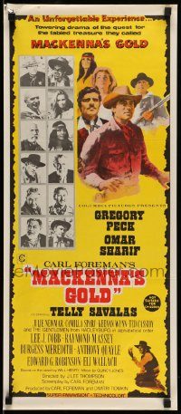 6g896 MacKENNA'S GOLD Aust daybill '69 art of Gregory Peck, Omar Sharif, Savalas & Julie Newmar!