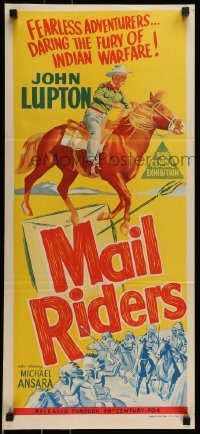 6g900 MAIL RIDERS Aust daybill '56 cool completely different art of cowboy John Lupton on horse!