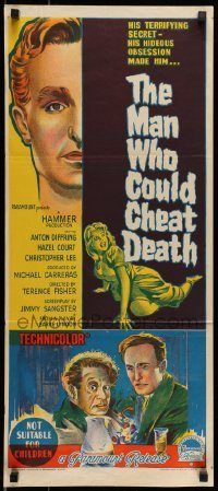 6g902 MAN WHO COULD CHEAT DEATH Aust daybill '59 Hammer horror, Richardson Studio artwork!