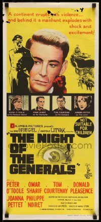 6g917 NIGHT OF THE GENERALS Aust daybill '67 WWII officer Peter O'Toole in manhunt across Europe!