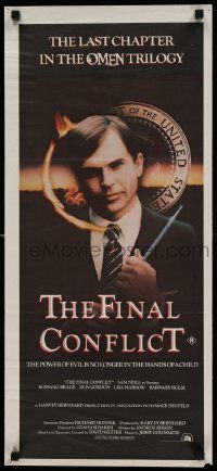 6g924 OMEN 3 - THE FINAL CONFLICT Aust daybill '81 creepy image of Sam Neill as President Damien!