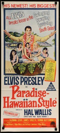 6g928 PARADISE - HAWAIIAN STYLE Aust daybill '66 art of Elvis Presley& beach babes!