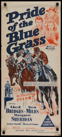 6g932 PRIDE OF THE BLUE GRASS Aust daybill '54 Lloyd Bridges, Vera Miles, cool horse racing art!