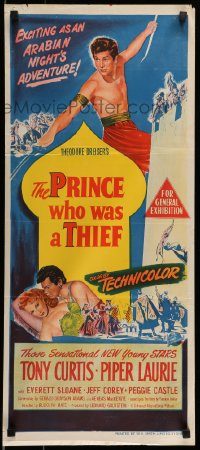 6g934 PRINCE WHO WAS A THIEF Aust daybill '51 different art of Tony Curtis & pretty Piper Laurie!