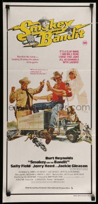 6g959 SMOKEY & THE BANDIT Aust daybill '77 Burt Reynolds, Sally Field & Jackie Gleason by Solie!
