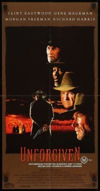 6g986 UNFORGIVEN Aust daybill '92 Clint Eastwood, Gene Hackman, Morgan Freeman, Richard Harris!