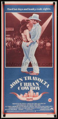 6g988 URBAN COWBOY Aust daybill '80 different image of John Travolta & Debra Winger dancing!