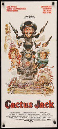 6g989 VILLAIN Aust daybill '79 Jack Davis art of Schwarzenegger, Ann-Margret & Kirk Douglas!