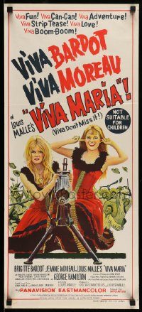 6g990 VIVA MARIA Aust daybill '65 Louis Malle, sexy French babes Brigitte Bardot & Jeanne Moreau!