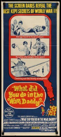 6g992 WHAT DID YOU DO IN THE WAR DADDY Aust daybill '66 James Coburn, Blake Edwards, funny design!