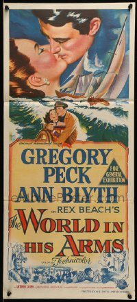 6g995 WORLD IN HIS ARMS Aust daybill '52 Gregory Peck, Ann Blyth, from Rex Beach novel!