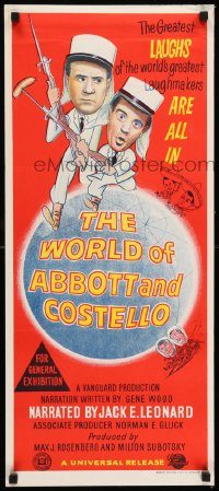 6g996 WORLD OF ABBOTT & COSTELLO Aust daybill '65 Bud & Lou are the greatest laughmakers!
