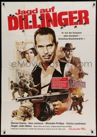 6g582 DILLINGER German 33x47 '73 art of gangster Warren Oates & Cloris Leachman by Akimoto!