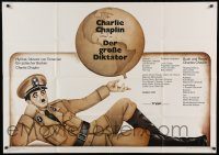6g584 GREAT DICTATOR German 33x47 R73 best art of Charlie Chaplin & Earth by Friedel Schmidt!