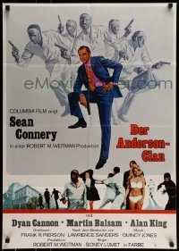 6g597 ANDERSON TAPES German '71 art of Sean Connery & gang of masked robbers, Sidney Lumet