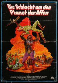 6g605 BATTLE FOR THE PLANET OF THE APES German '73 great sci-fi art of war between apes & humans!