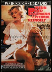 6g714 POSTMAN ALWAYS RINGS TWICE German '81 Jack Nicholson & far sexier image of Jessica Lange!