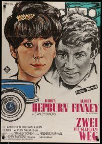 6g741 TWO FOR THE ROAD German '67 different art of Audrey Hepburn & Albert Finney, Stanley Donen!