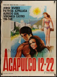 6g362 ACAPULCO 12-22 Mexican poster '75 Aldo Monti, Jorge Rivero, German 'Tin-Tan' Valdes!