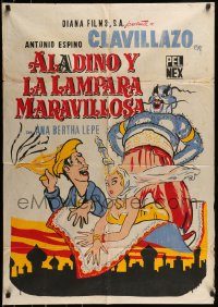 6g364 ALADINO Y LA LAMPARA MARAVILLOSA export Mexican poster '58 Antonio 'Clavillazo' Espino!