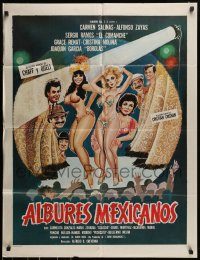 6g365 ALBURES MEXICANOS Mexican poster '75 Carmen Salinas, Alfonso Zayas, sexy artwork!