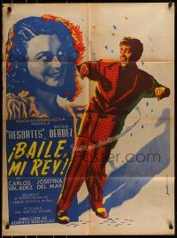 6g371 BAILE MI REY Mexican poster '51 great art of Resortes serenading pretty girl by Juanino!