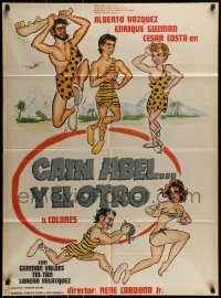 6g379 CAIN ABEL Y EL OTRO Mexican poster '71 Alberto Vazquez, Enrique Guzman, wacky & sexy artwork!