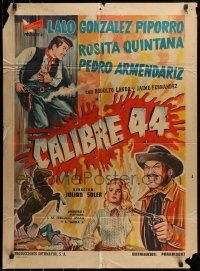6g380 CALIBRE 44 Mexican poster '60 Lalo Gonzalez Piporro, art of bloody cowboys!