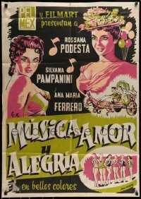 6g383 CANZONI DI TUTTA ITALIA export Mexican poster '55 great artwork of sexy Podesta & Pampanini!