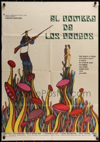6g415 EL HOMBRE DE LOS HONGOS Mexican poster '76 really wild and different artwork of mushrooms!
