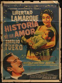 6g447 HISTORIA DE UN AMOR Mexican poster '56 Roberto Gavaldon, great art of Libertad Lamarque!