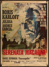 6g449 HOUSE OF EVIL Mexican poster '68 wonderful huge headshot artwork of Boris Karloff