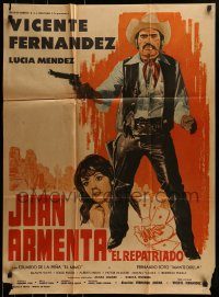 6g451 JUAN ARMENTA EL REPATRIADO Mexican poster '76 Fernando Duran's cowboy western!