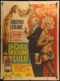 6g456 LA CASA DE MADAME LULU Mexican poster '68 great at of sexy Libertad Leblanc barely dressed!