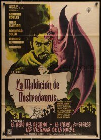 6g467 LA MALDICION DE NOSTRADAMUS Mexican poster '60 German Robles, great fantasy horror art!