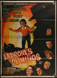 6g481 LADRONES DE NINOS Mexican poster '58 cool artwork of boy and top cast, Children Thieves!