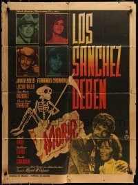 6g495 LOS SANCHEZ DEBEN MORIR Mexican poster '66 Miguel M. Delgado, Javier Solis in title role!
