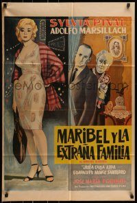6g498 MARIBEL & THE STRANGE FAMILY Mexican poster '60 Maribel y la extrana familia, Silvia Pinal!