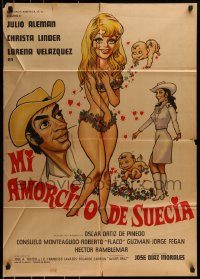 6g500 MI AMORCITO DE SUECIA Mexican poster '74 Jose Diaz Morales. wacky and sexy artwork!